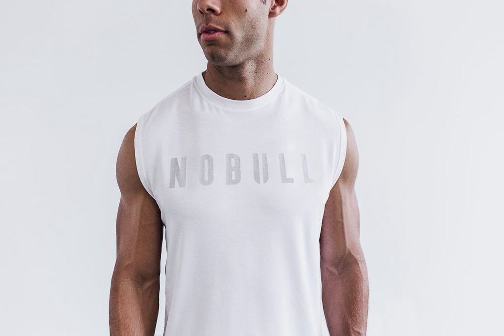 T-Shirts NOBULL Homme Blanche - NOBULL Sin Mangas,France (7396-YHBZK)